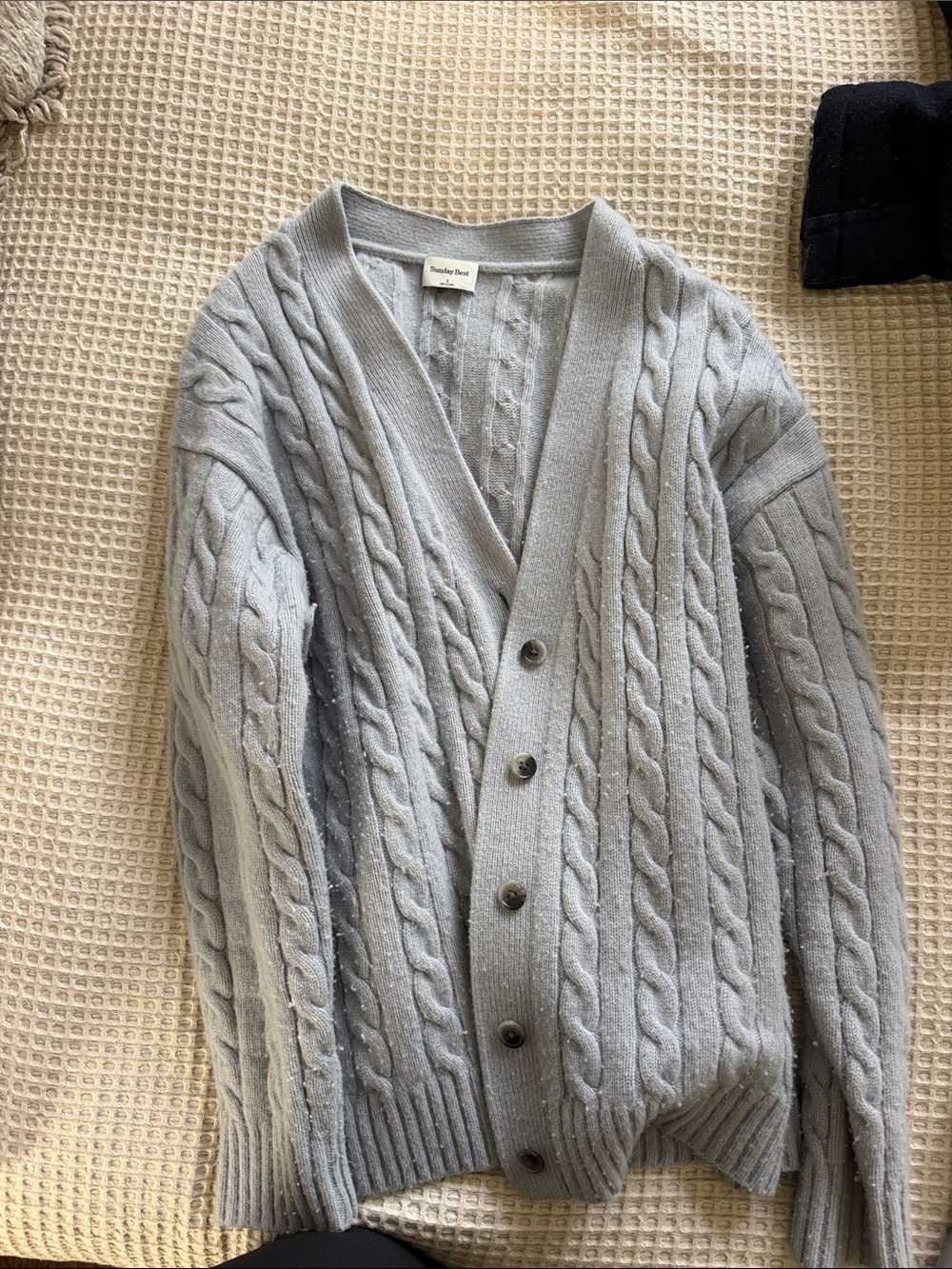 Light Gray/blue Cable Knit Cardigan